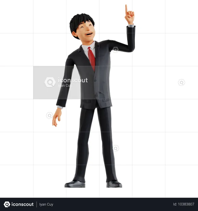 Businessman Pointing Up  3D Illustration