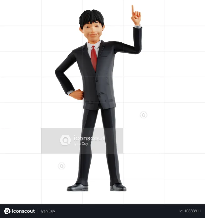 Businessman Pointing Up  3D Illustration