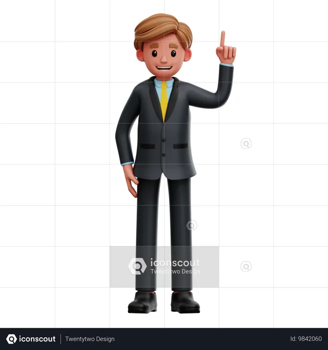 Businessman Pointing Up  3D Illustration