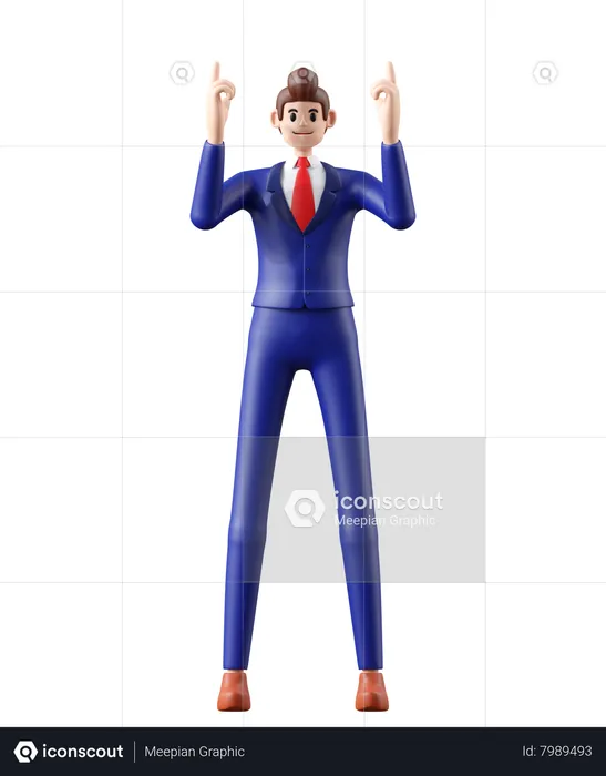 Businessman pointing up  3D Illustration