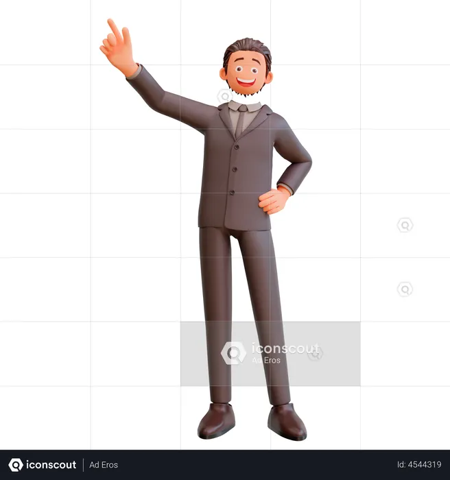 Businessman pointing up  3D Illustration