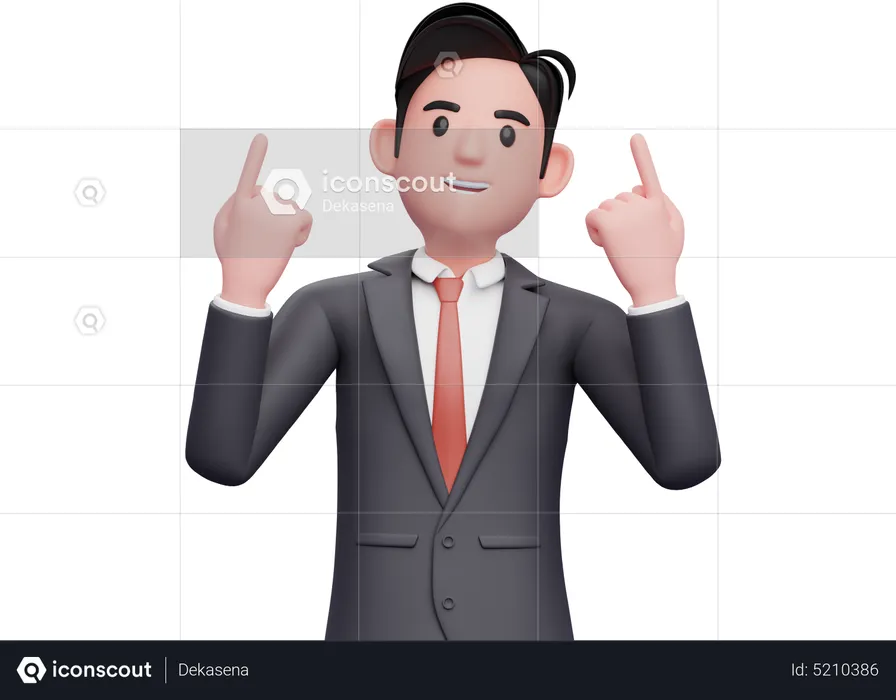 Businessman pointing up being grateful  3D Illustration