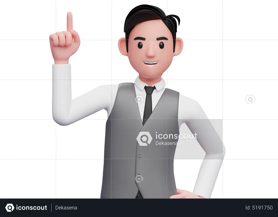 Businessman pointing up with index finger  3D Illustration