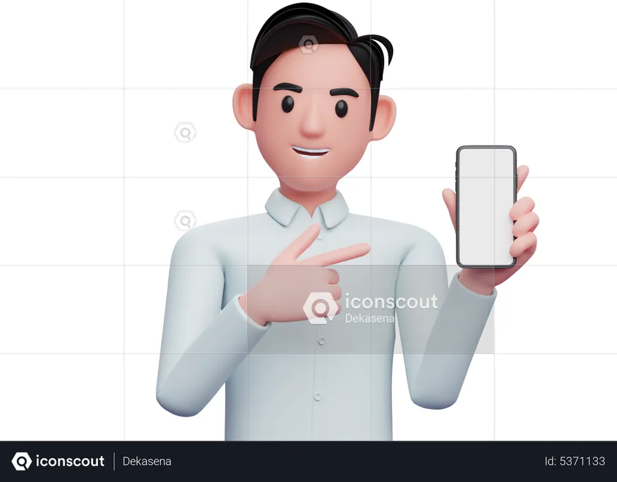 Businessman pointing with a finger gun at the phone  3D Illustration