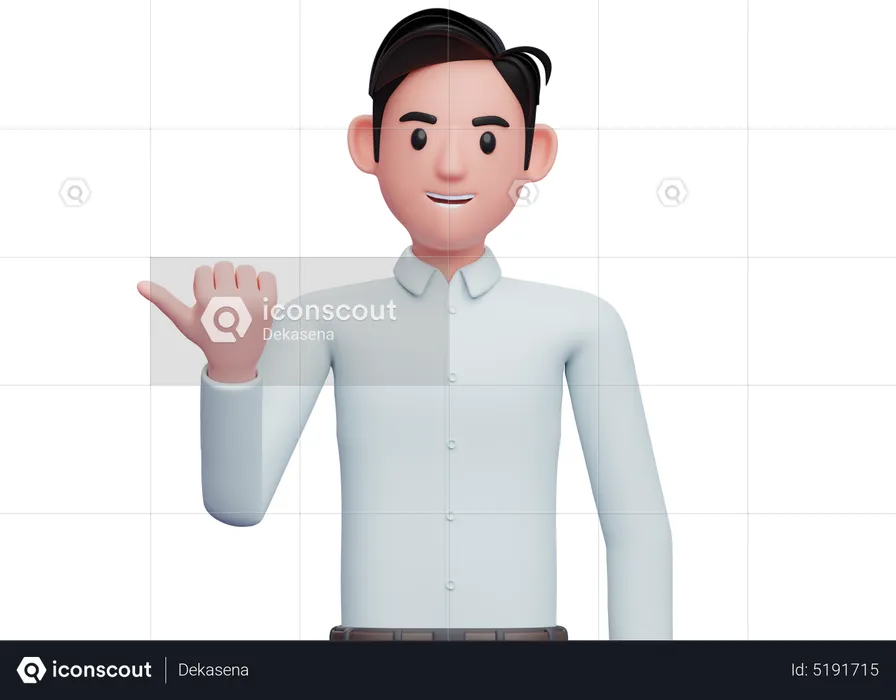 Businessman pointing with thumb aside  3D Illustration