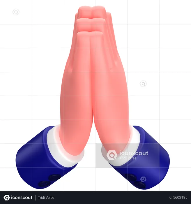Businessman praying, greeting or apologize hand gesture  3D Icon