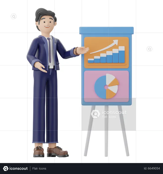 Businessman Presentation Analysis Growth  3D Illustration