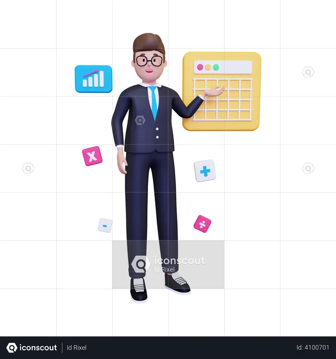 Businessman presenting  3D Illustration