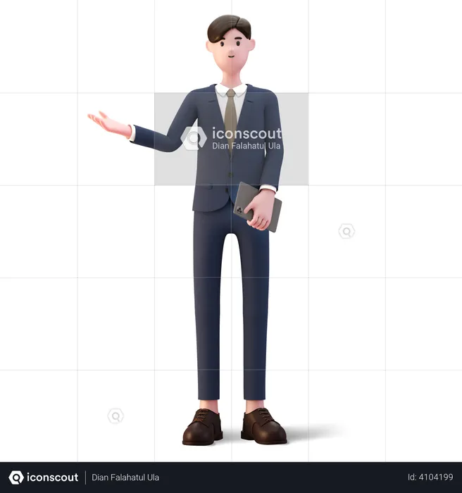 Businessman presenting  3D Illustration
