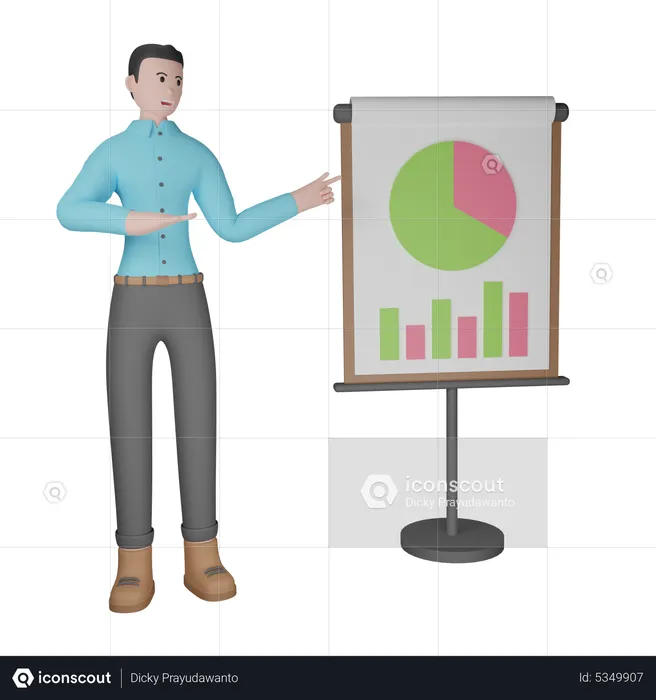 Businessman Presenting Data Analysis  3D Illustration