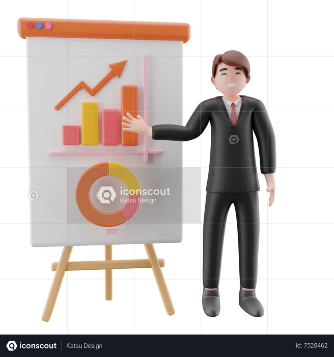 Businessman presenting data analytics  3D Illustration