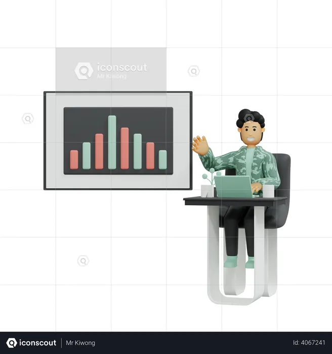 Businessman presenting graph  3D Illustration