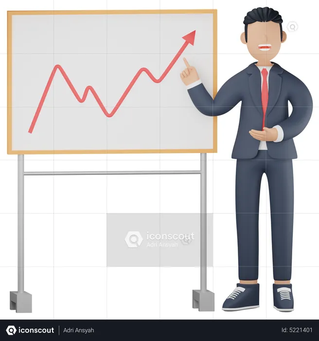 Businessman presenting growth chart  3D Illustration
