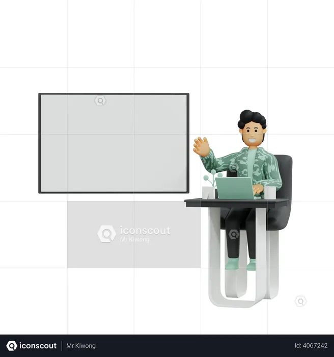 Businessman presenting on advertising board  3D Illustration