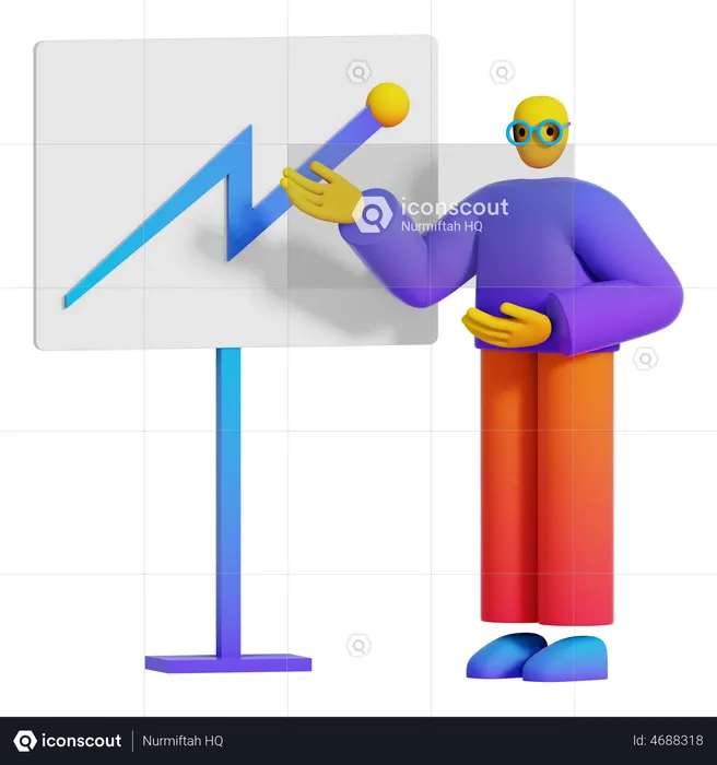 Businessman presenting project with graphic data  3D Illustration