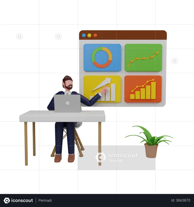 Businessman presenting sales analytics  3D Illustration