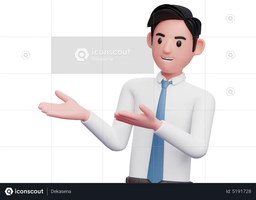 Businessman presenting side with open both hands  3D Illustration