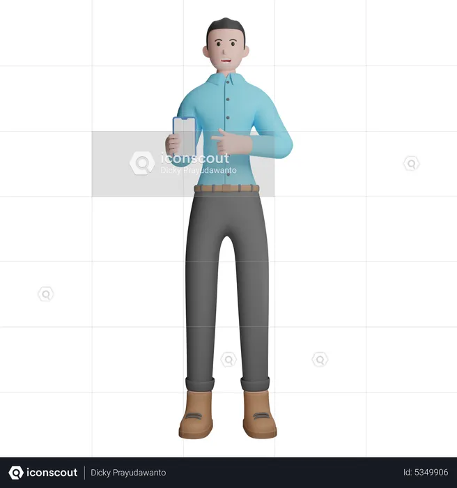 Businessman Presenting Smartphone  3D Illustration