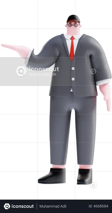Businessman presenting something  3D Icon