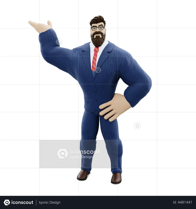 Businessman Presenting Something  3D Illustration