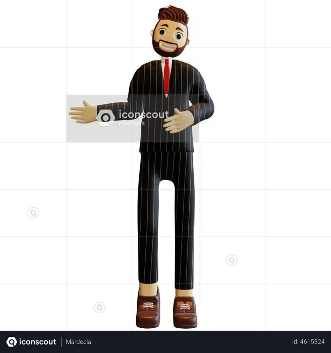 Businessman presenting something  3D Illustration