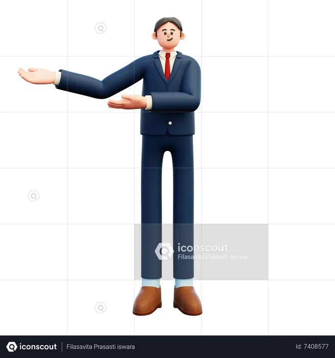 Businessman Presenting Something  3D Illustration