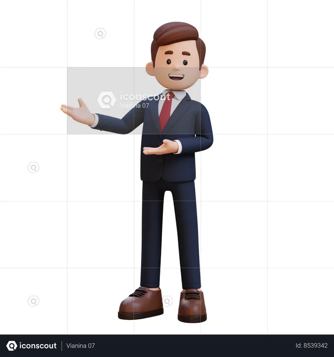 Businessman Presenting To Right  3D Illustration