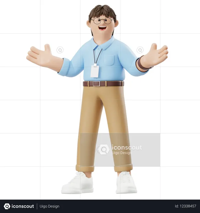 두 손을 벌려 발표하는 사업가  3D Illustration