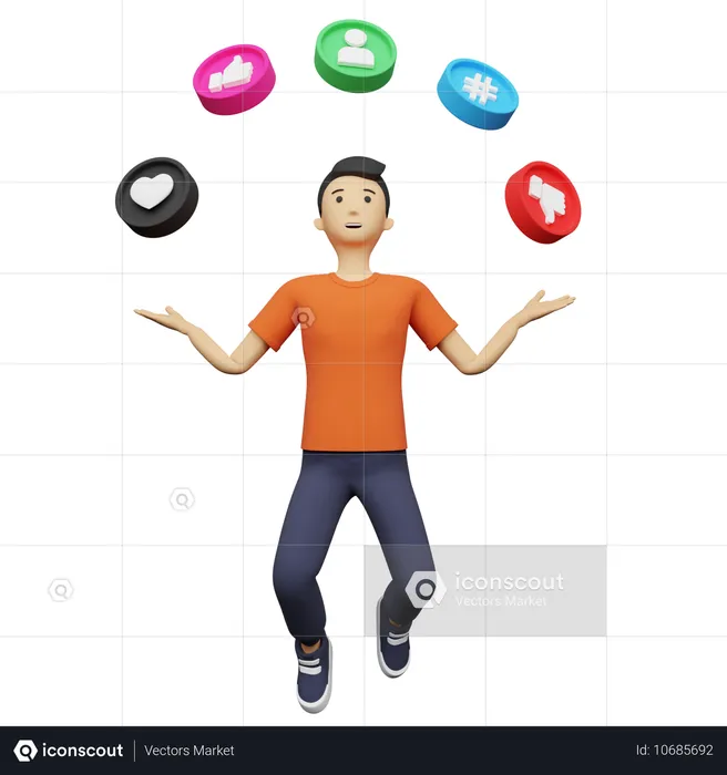 Businessman promoting on Social Media  3D Illustration