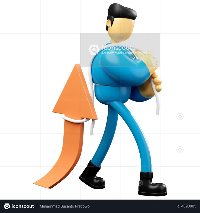 Businessman pulling up arrow  3D Illustration