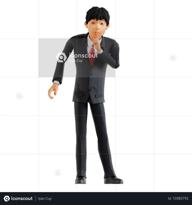 Businessman Putting Finger On Lips While Say Keep Silent Please  3D Illustration