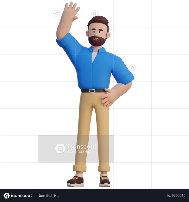 Businessman Raise Hand  3D Illustration