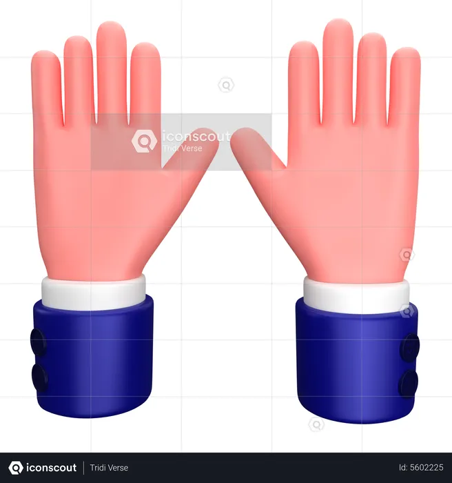 Businessman raised up hands or celebrating hand gesture sign  3D Icon