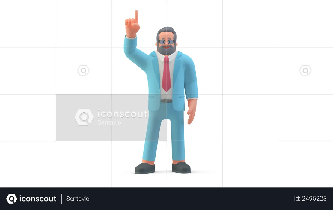 Businessman raising finger  3D Illustration