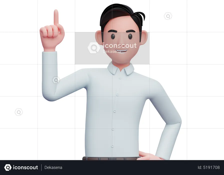Businessman raising finger  3D Illustration