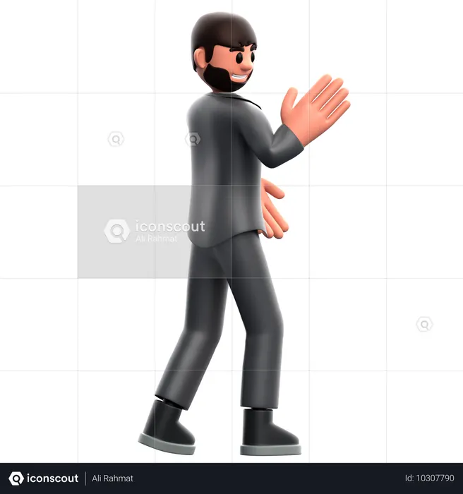 Businessman raising hand  3D Illustration