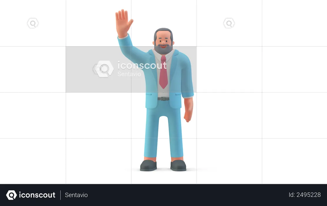 Businessman raising hand for greeting  3D Illustration