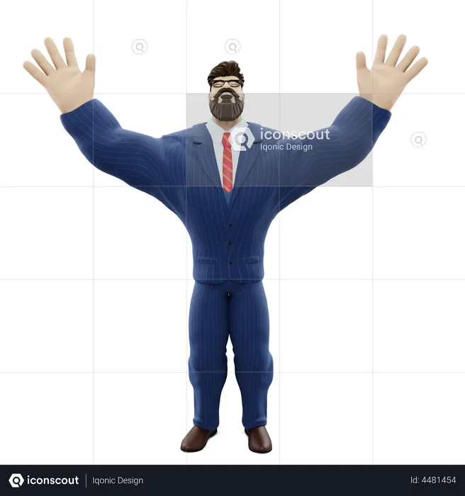 Businessman Raising Hands  3D Illustration
