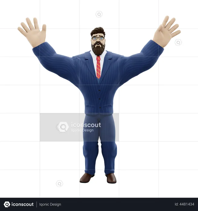 Businessman Raising Hands  3D Illustration
