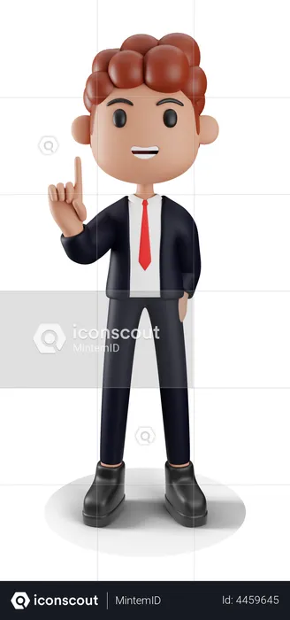 Businessman raising one finger  3D Illustration