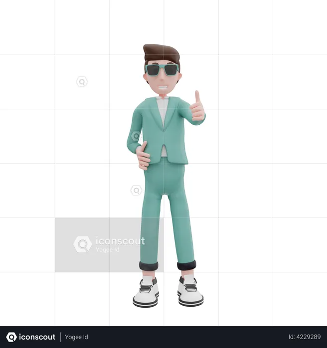 Businessman raising thumbs up  3D Illustration