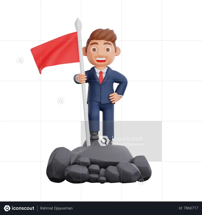 Businessman reached finishing point  3D Illustration