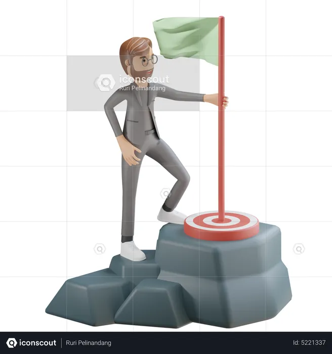 Businessman reached to the top of target  3D Illustration