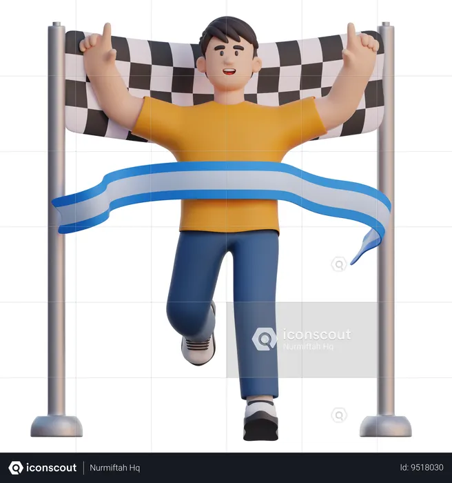 Businessman Reaching Finish  3D Illustration