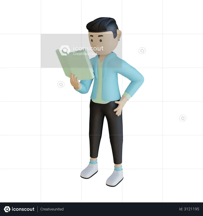 Businessman Reading Book  3D Illustration