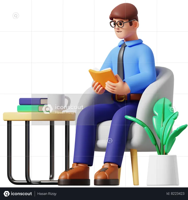 Businessman Reading Book  3D Illustration