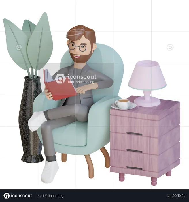 Businessman reading book  3D Illustration