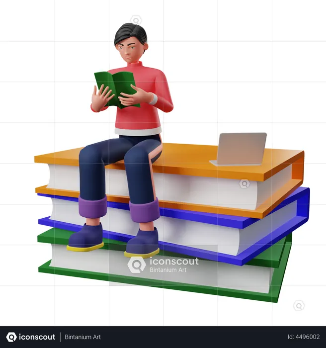 Businessman Reading Business Book  3D Illustration