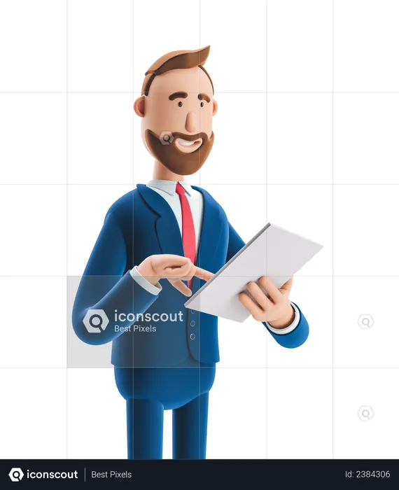 Businessman Reading Business report  3D Illustration