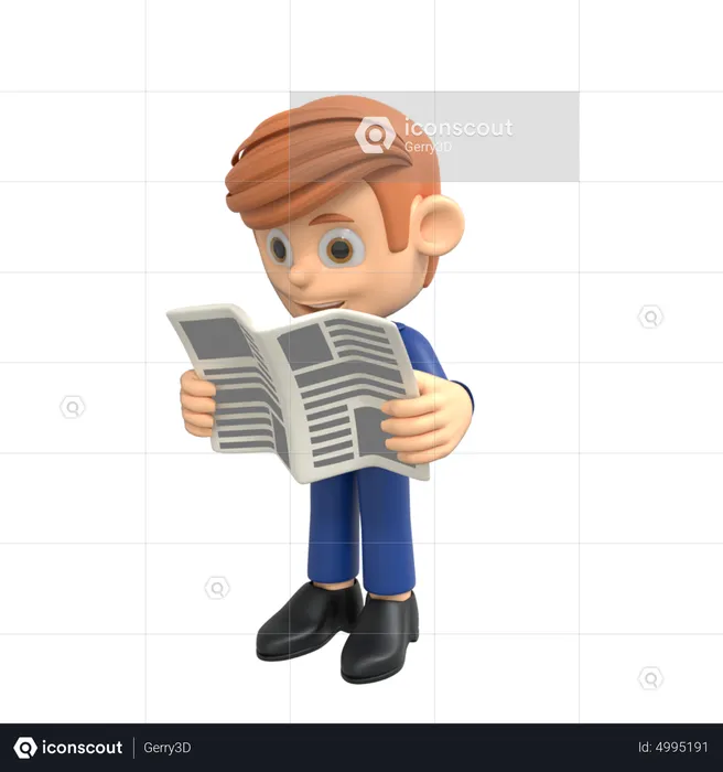 Businessman Reading News  3D Illustration